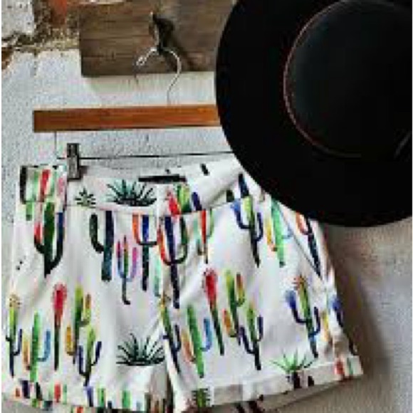 Ovi Pants - Ovi Multicolor Cactus Print High Waist Shorts